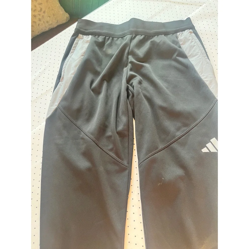 Adidas Mens Black Grey Tapered Ankle Zip Athletic Track Pants Joggers Size M